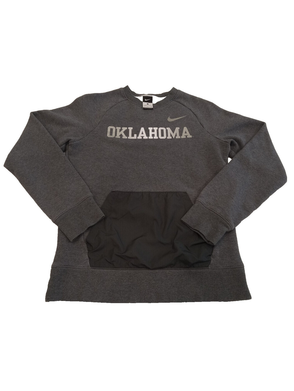 Nike Oklahoma Sooners Sweatshirt Mens Small Gray Black Pouch Crewneck Fleece S